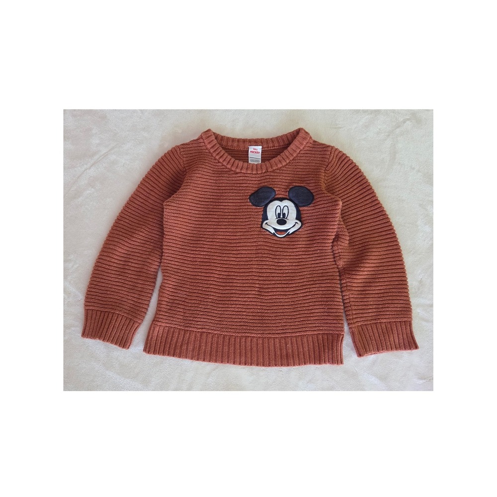 Disney Minimalist‎ Mickey Mouse Terracotta Ribbed Knit Sweater Toddler 4T